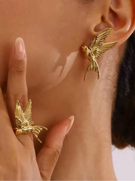 Anthropologie Jewelry - Dove Pendant Necklace Ring Earring Waterproof Tarnish Free